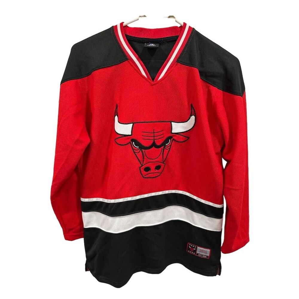 Vintage Chicago Bulls Champion Youth Hockey Jersey Red Size 18-20